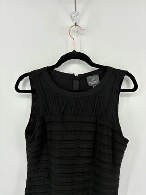 Adrianna Papell Black Sleeveless Textured Sheath Dress